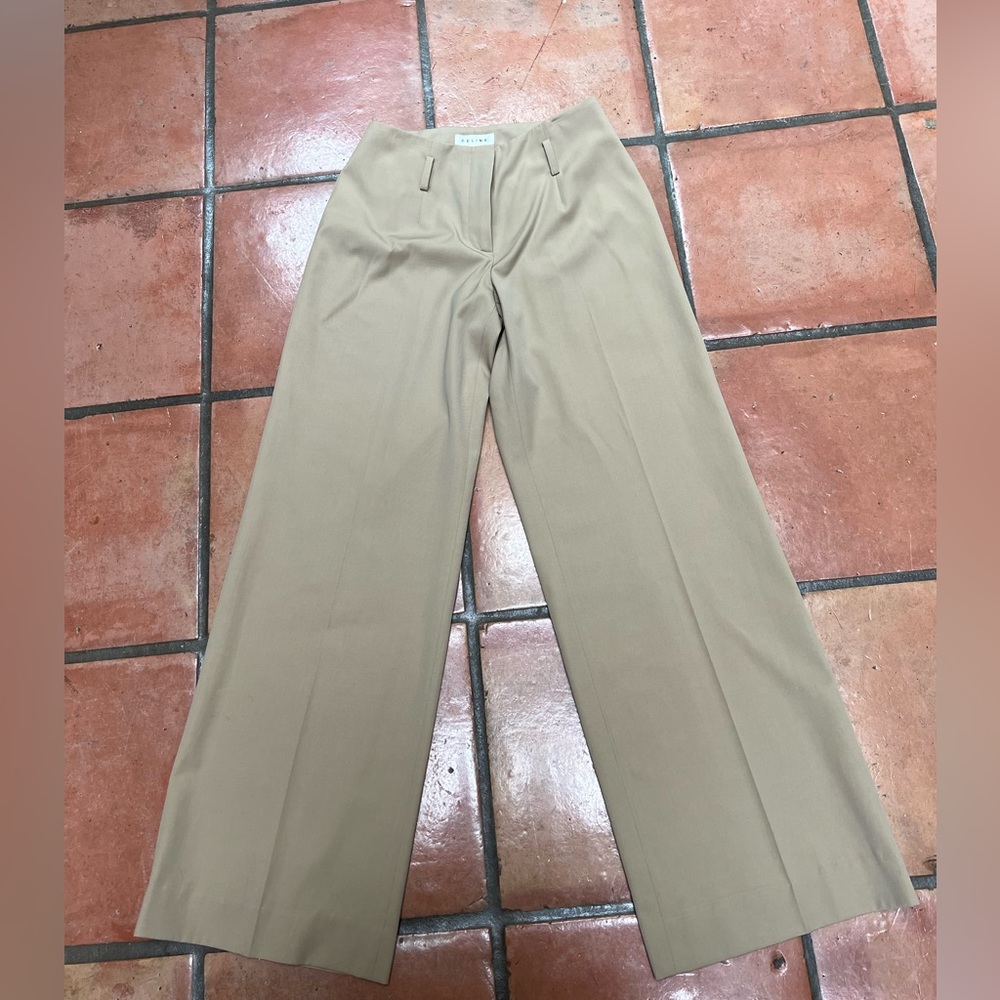 Celine Vintage Wide Leg Tan Trousers